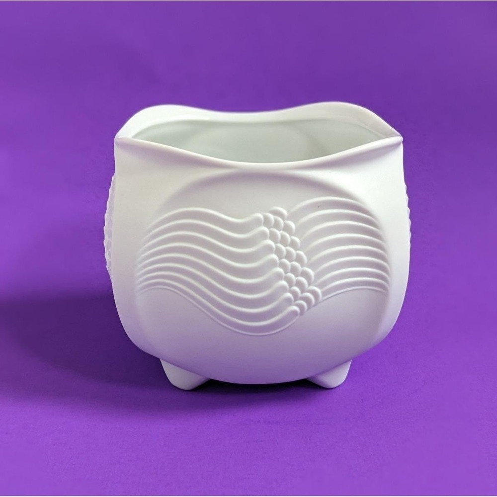 Vintage M Frey Kaiser Germany White Bisque Porcelain Planter Postmodern Cachepot